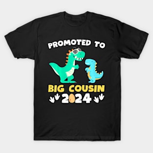 Promoted To Big Cousin 2024 Dinosaur T-Rex Pregnancy T-Shirt